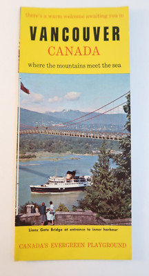 Vancouver Canada Lions Gate Bridge Evergreen Playground Vintage Travel Brochure