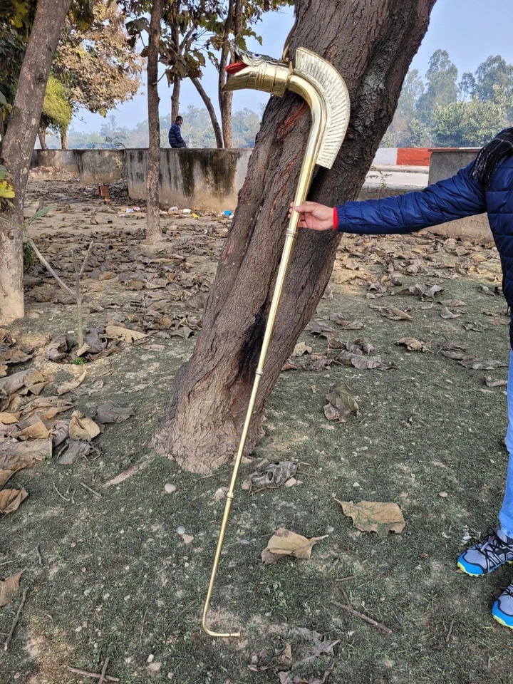 Messing Carnyx von Tingtinac Keltenkrieg voll spielbar Trompete Horn Halloween - Bild 3 von 4