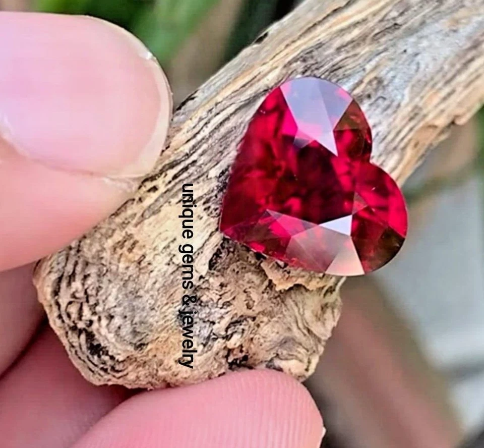 6 Ct Lab Grown Mozambique Dark Red Ruby 8MM Heart Cut Loose Gemstone 2PCS - Image 4 of 4