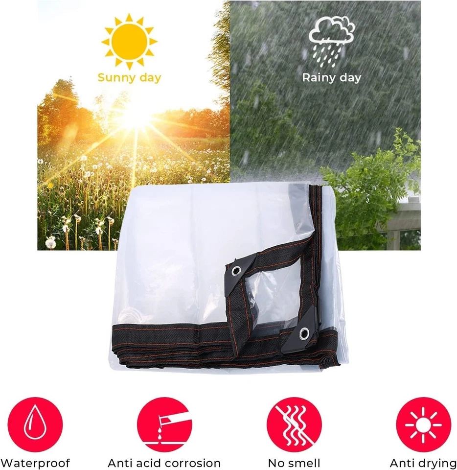 TELO TELONE TRASPARENTE IN POLIETILENE OCCHIELLATO CON RINFORZO PVC IMPERMEABILE - Immagine 3 di 4