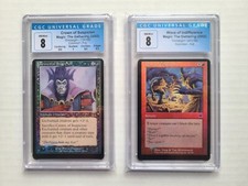 MTG MISCUT FOIL Crown of Suspicion & Wave of Indifference CGC 8 NM/M 2002 Cards!