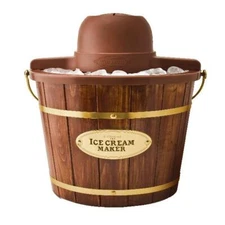 Nostalgia ICMW400 4-Quart Electric Bucket Ice Cream Maker With Easy-Carry Handle