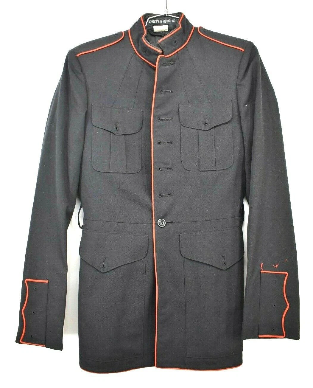 Thorngate Mens Black Contrast Piping Button-Front Flap Pocket Uniforms Coat 40XL - product detail image 1