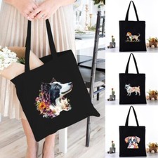 Printed dog Canvas Shopping Bag Foldable Shoulder Tote Shopper Bag gifts