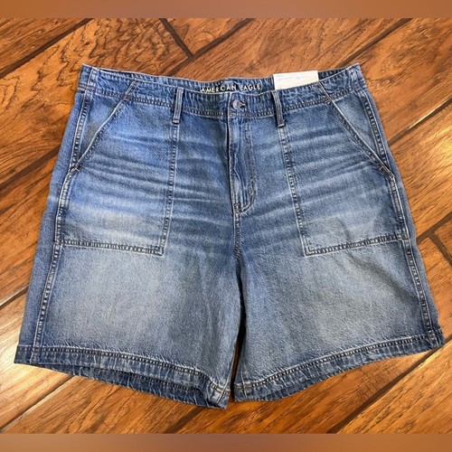 American Eagle jean shorts womens 16 (37 waist) blue Strigid Bermuda NWT stretch