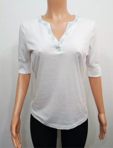 Nautica Women's V-Neck Sleep V-Neck Sleep Shirt Sleepwear Top, White, S/P - 第 1/2 張圖片