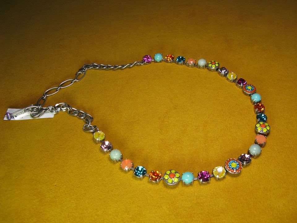 COLLAR MARIANA SWAROVSKI AZUL ROJO AMARILLO CRISTALES TURQUESA MOSAICO Multi Foto 3 de 3