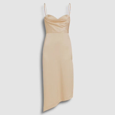 alice and olivia beige dress $500 Alice + Olivia Womens Beige Kiyoko Asymmetric Sweetheart A-Line Dress  Sz 10