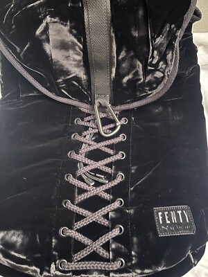 Limited Edition Black Fenty Puma X By Rhianna- Velvet Lace Up Backpack Fenty Puma Backpack Rihanna Black Velvet Lace Up | eBay main image 4