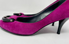 Nine West Monterrey Size 9.5M Purple Fuschia Suede Leather Buckle Pumps Heels — photo 2