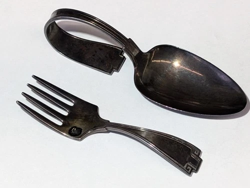 Etruscan Baby Silverware Set Fork & Rolled Spoon Gorham Sterling Silver Pat 1913