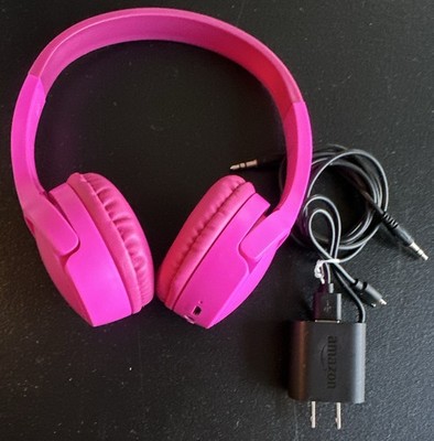 Amazon Pink On-Ear Wired Headphones 3.5mm Jack Adjustable Headband Double