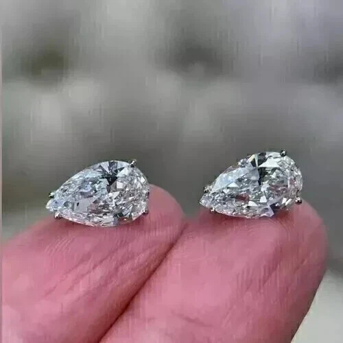 2Ct Pear Cut Lab Created Diamond Womens Stud Earrings 14k White Gold Plated