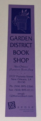 Garden District Book Shop Bookmark New Orleans Louisiana Store Purple Book Mark
