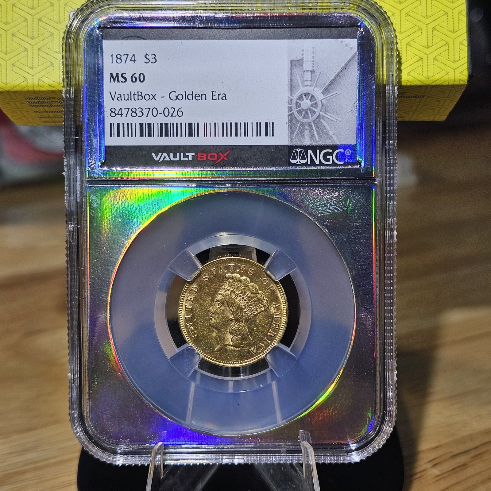 💥VAULTBOX HOLO CORE MASSIVE HIT! 1874 G$3 NGC MS60 $3 GOLD COIN! GOLDEN ERA💥💥