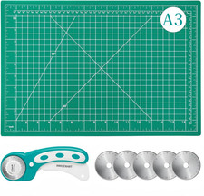 45mm Rotary Cutter and Mat Set, Fabric Cutter Wheel and 12x18 Inch Self Healing