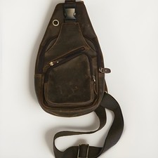 Men Leather Crossbody Chest Sling Bag Adjusta...