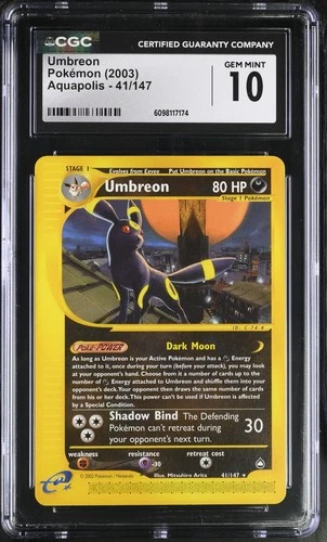 CGC 10 GEM MINT Umbreon 2003 Aquapolis 41/147 Pokemon Card