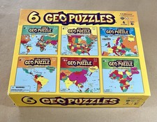 6 GeoPuzzles Geography World Regions w/ Posters, Ages 4 , 2019 COMPLETE