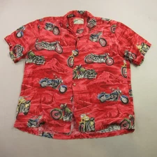 Paradise Found Shirt Mens XL Short Sleeve Button Front Hawaiian Beach Red