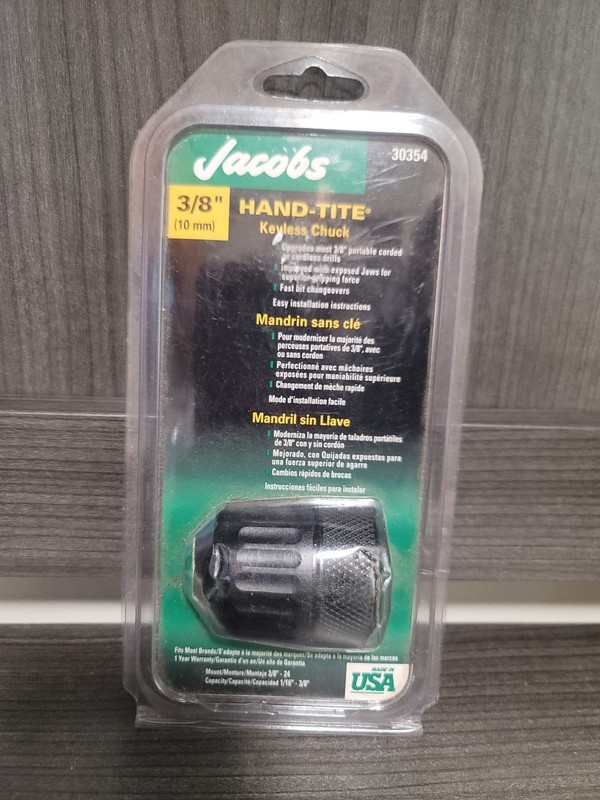 Jacobs 3/8” (10mm) Hand-Tite Keyless Chuck 30354 Made In USA NEW!