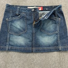 VTG Guess Jeans Mini Skirt Womens 30 Blue Denim Dark Wash Short Cotton Y2K
