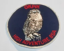 Vintage OKPIK HIGH ADVENTURE Boy Scout PATCH Owl BSA Scouting Camp Badge LARGE