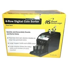 Royal Sovereign FS-4DA/BK Fast Sort 4-Row Auto Coin Sorter Counter
