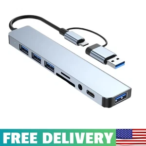 USB Type C HUB avec 3.5mm Audio Jack, Micro SD Lecteur de cartes pour ordinateur portable, - 8 IN 2