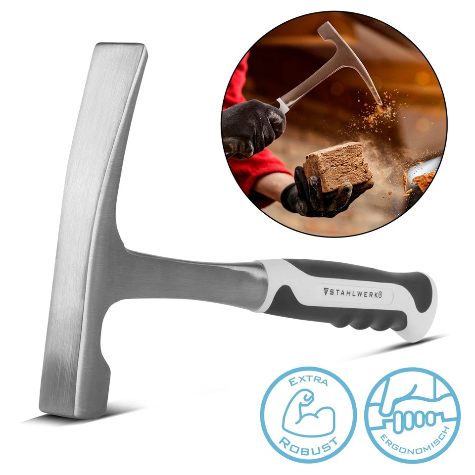 STAHLWERK Maurerhammer aus Carbon-Stahl mit TPR Griff Klauenhammer Ziegelhammer