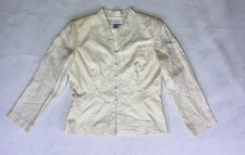 Adrianna Papell Vintage Silk Blazer Cream Size 14 Embroidery