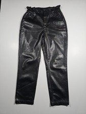 Express Women's Black Faux Leather PU Pants Size 10R High Rise Skinny Belt Loops