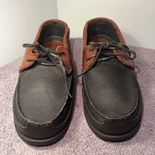 Life Outdoors NWOB black/brown Boat Shoes Mens US sz 12 5E  EXTRA,EXTRA,WIDE