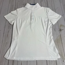 ROMFH Equestrian Apparel Riding Polo Shirt Short Sleeve Womens Medium White