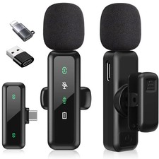 Wireless Clip-On Lavalier Mic Set Noise Cancelling TikTok YouTube iPhone Android
