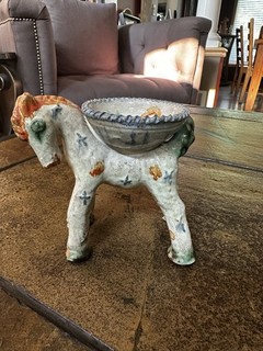 Antique Austrian Wiener Werkstätte Ceramic Horse Salt Cellar by Alice Ehman.