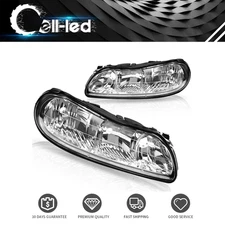 Headlights Assembly For 1997-2003 Chevy Malibu Chrome Housing Headlamps Pair