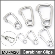 304 Stainless Steel Carabiner Clips Snap Spring Hooks Buckle Clip Keyring M6 M20