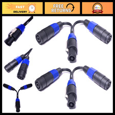2-Pack Speak-On Splitter Cable, 1 Male to 2 Female Breakout for Speaker Systems