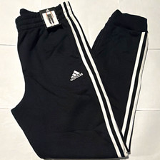 adidas Boys XL 18/20 Jogger Pants Black/White 3-Stripe Fleece Pull On
