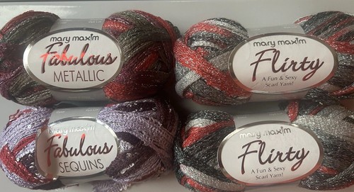 Mary Maxim Yarn Lot Flirty Sexy Scarf Fabulous Metallic Fabulous Sequin