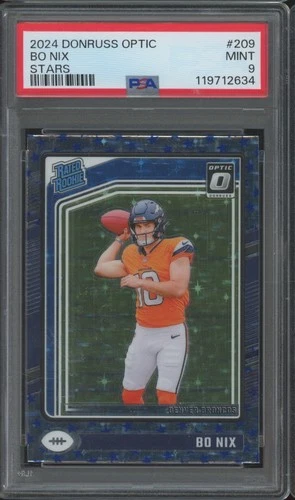 2024 Panini Donruss Optic Stars Rated Rookie #209 Bo Nix RC Mint PSA 9