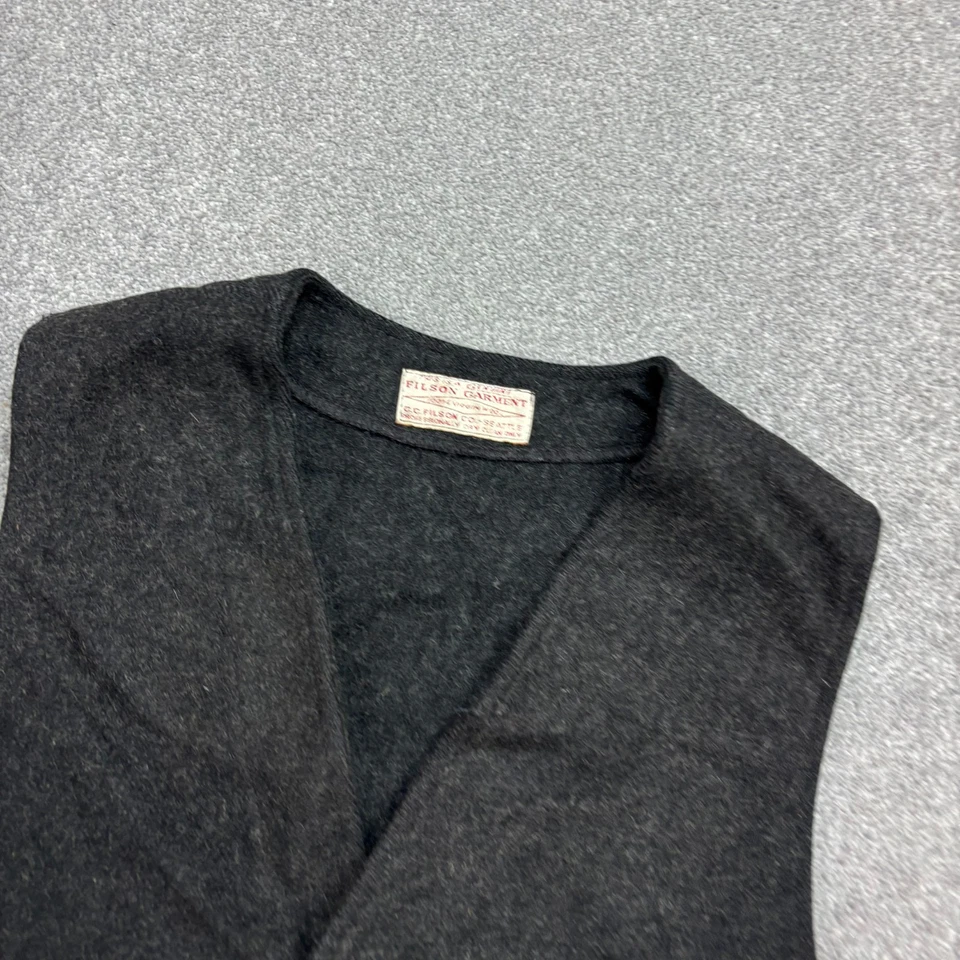 CC Filson Vest Adult Medium Grey Mackinaw Waistcoat Style 20 Wool USA Work Men - Image 3 of 4