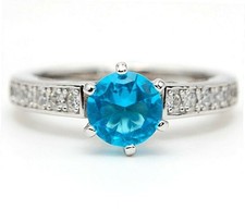 2CT Blue Topaz  Topaz 925 Solid Sterling Silver Ring Sz 7 UB4-3