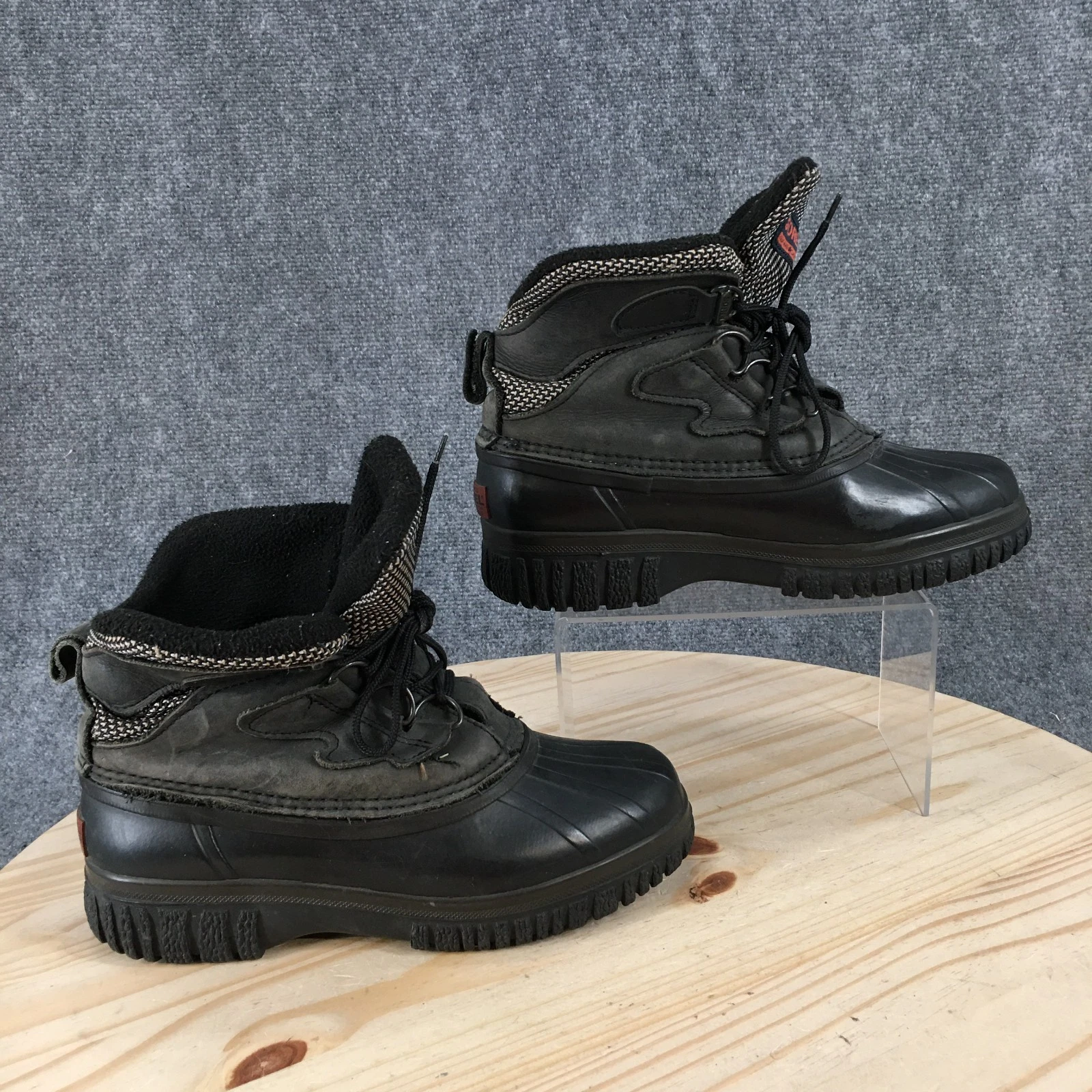 Sorel Boots Mens 8 Black Waterproof Snow Leather Lace Up Insulated Round Toe
