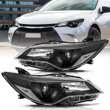 2015-2017 Camry Halogen Headlights Black Housing Clear Reflector no bulbs