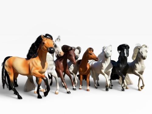 Lot of 8 Vintage 1990s GC, Grand Champion Plastic Horses w/ Nylon Manes & Tales