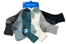 Columbia 6-Pair Men's Athletic Quarter Cut Socks  Black/Gray/Green/White
