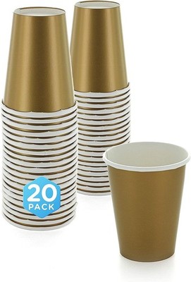 Disposable Paper Cups, 8 oz. Gold Paper Coffee Cups, Strong and Sturdy Coffee Di