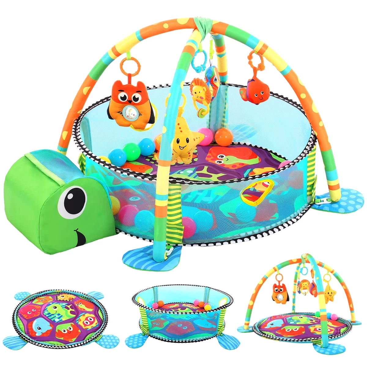 3-in-1 Baby Play Gym Activity Mat with Hanging Toys Ocean Balls Turtle
Opens in a new window or tab